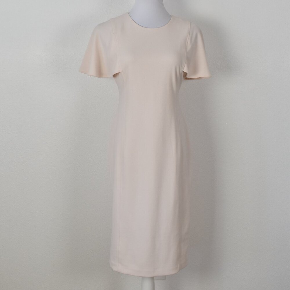 Calvin Klein Flutter Sleeve Sheath Dress Light Pink - 4 - Picture 4 of 10